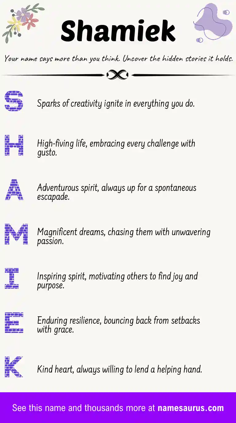 Acrostic poem about Shamiek.