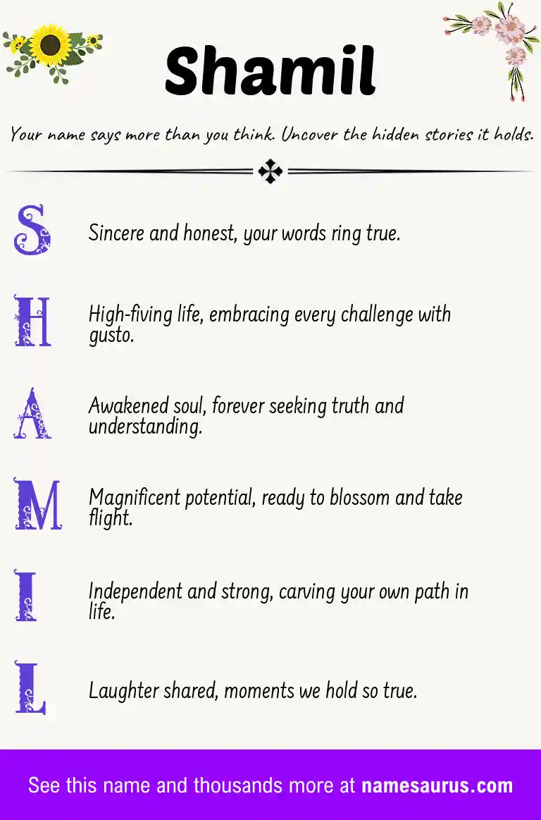 Acrostic poem about Shamil.
