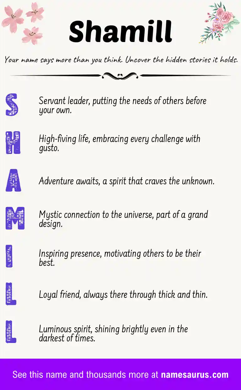 Acrostic poem about Shamill.