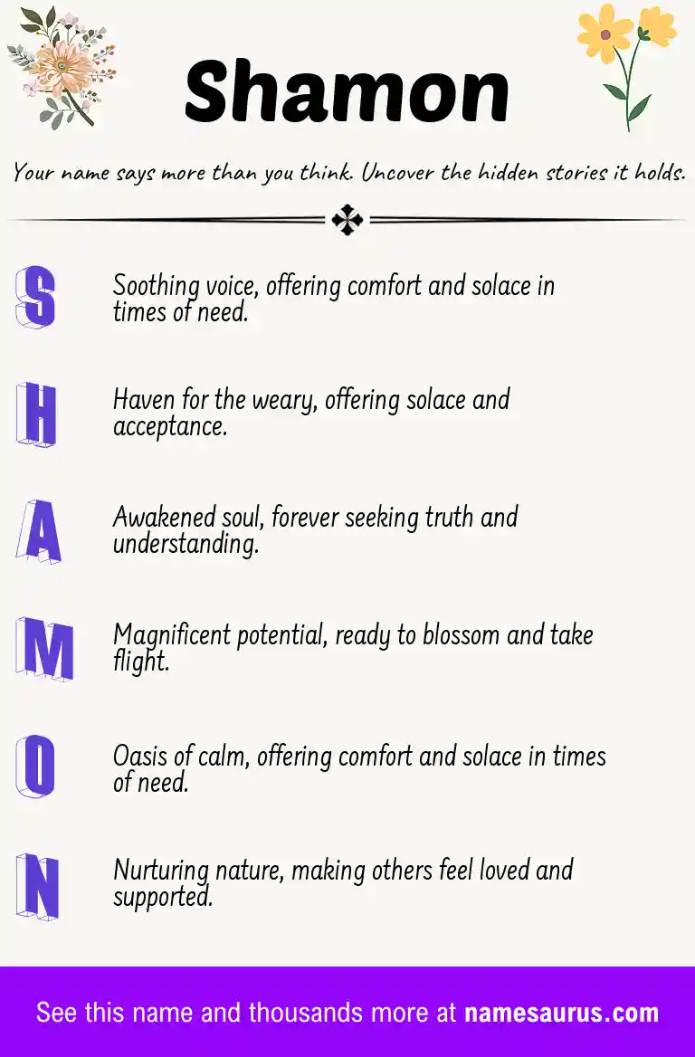 Acrostic poem about Shamon.
