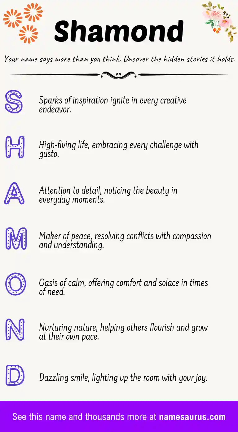Acrostic poem about Shamond.
