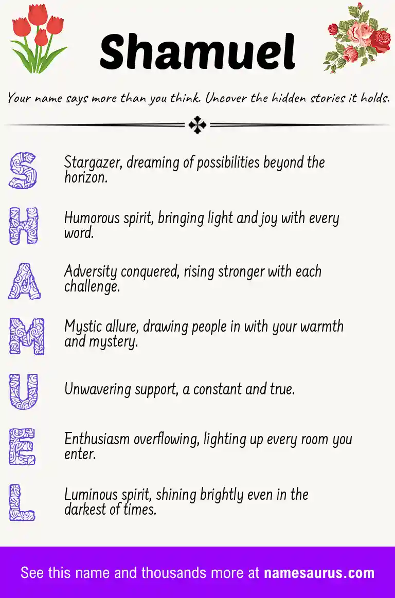 Acrostic poem about Shamuel.