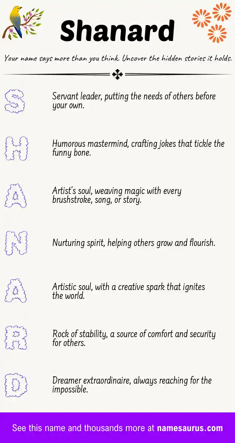 Acrostic poem about Shanard.