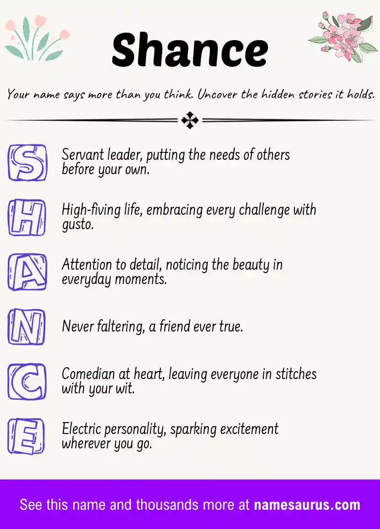 Acrostic poem about Shance.