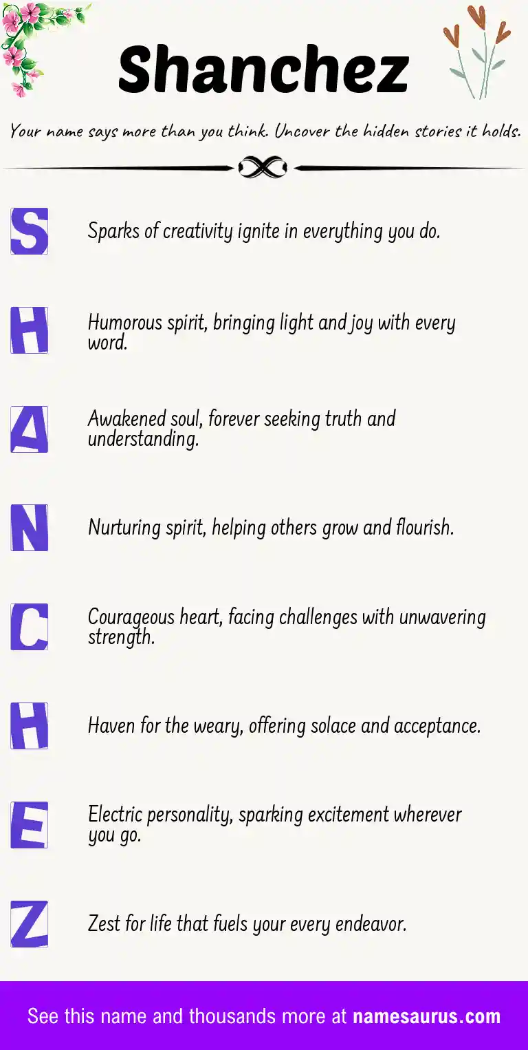 Acrostic poem about Shanchez.