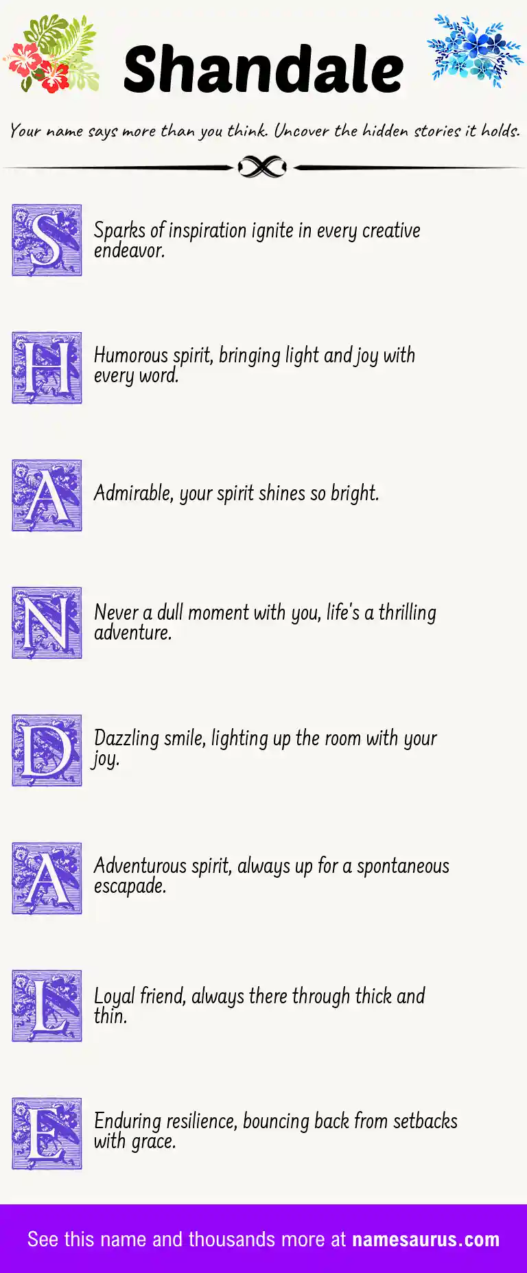 Acrostic poem about Shandale.