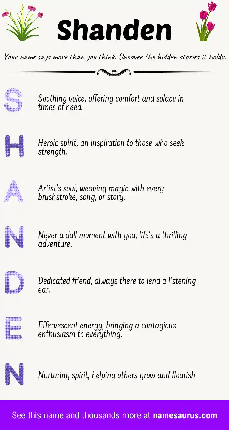 Acrostic poem about Shanden.
