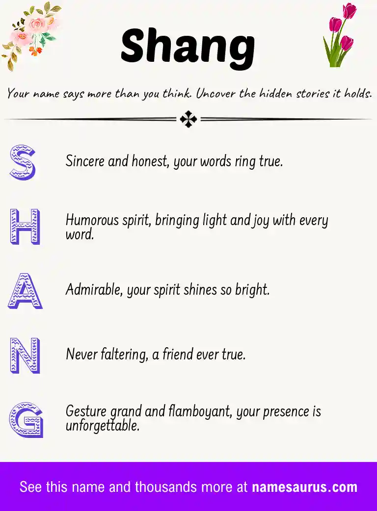 Acrostic poem about Shang.