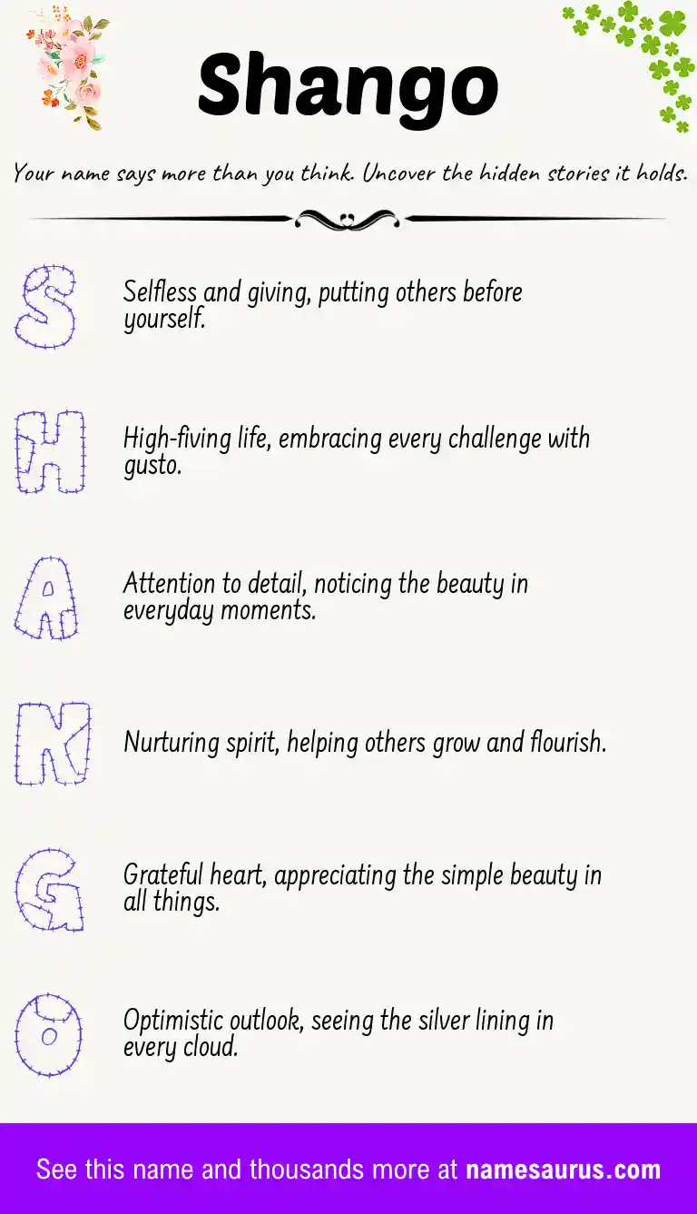 Acrostic poem about Shango.