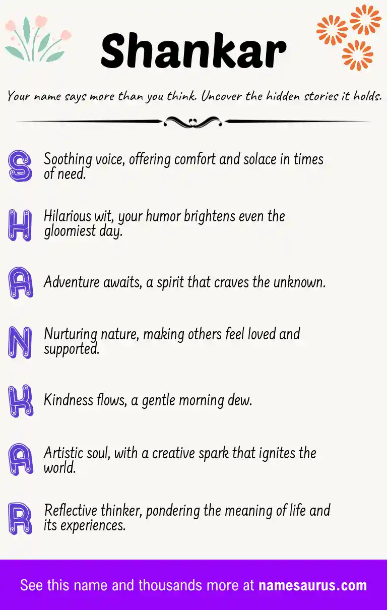 Acrostic poem about Shankar.