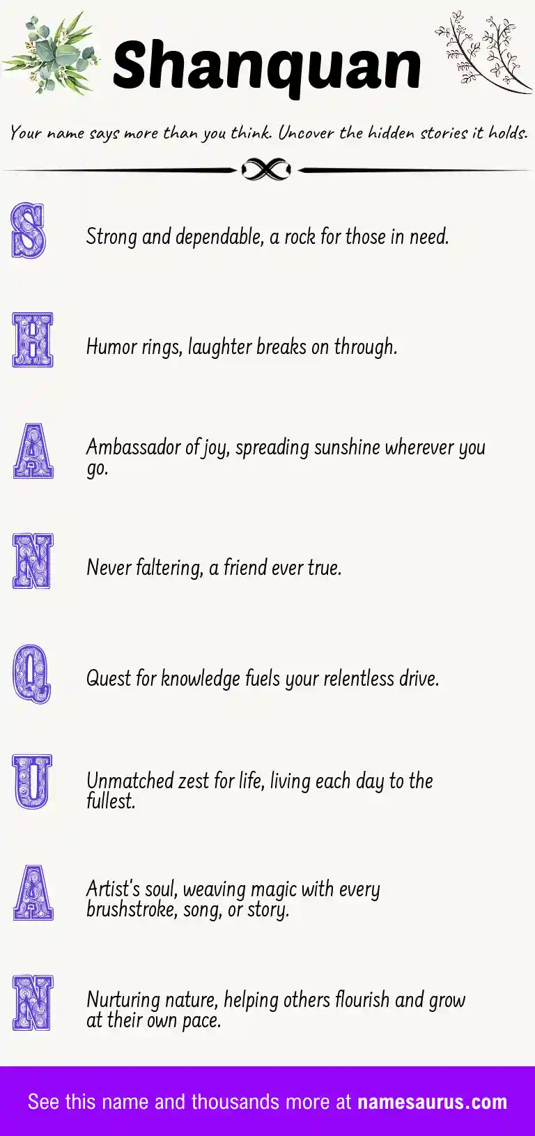 Acrostic poem about Shanquan.