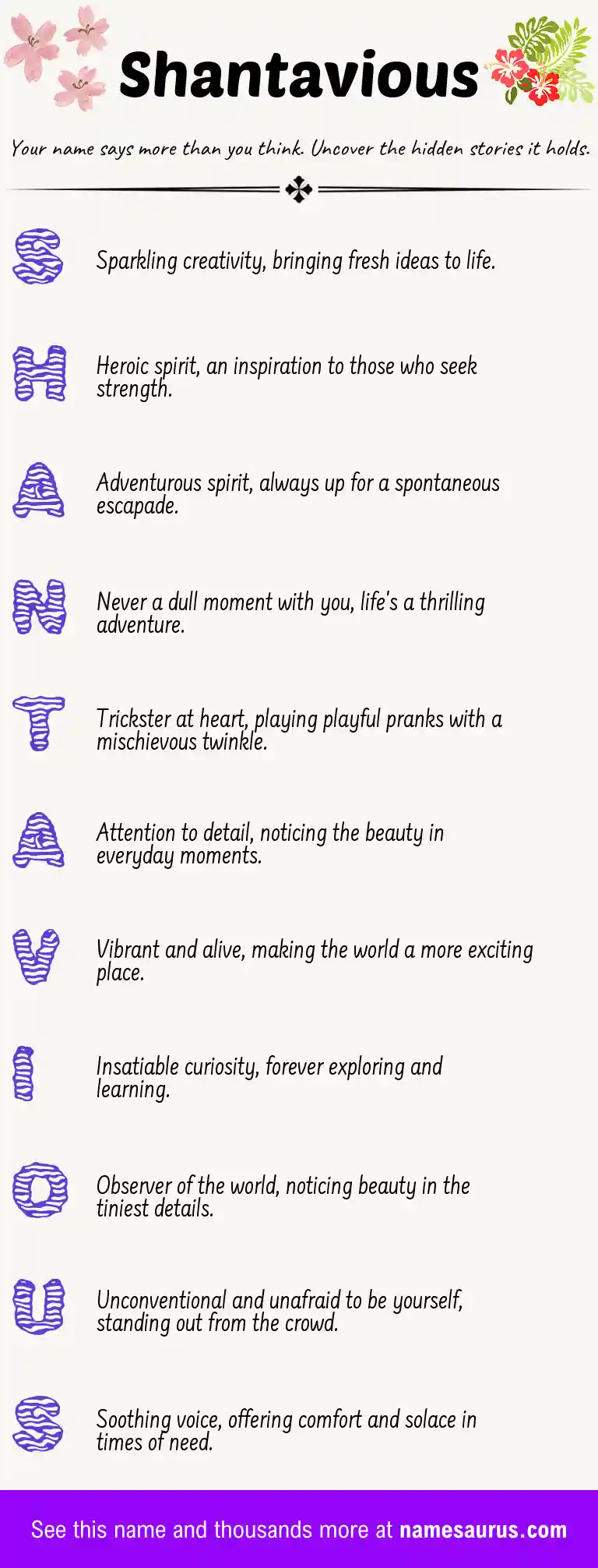 Acrostic poem about Shantavious.