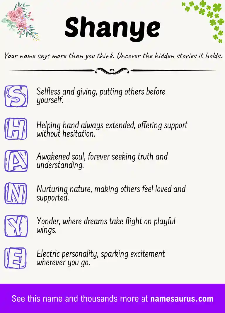Acrostic poem about Shanye.