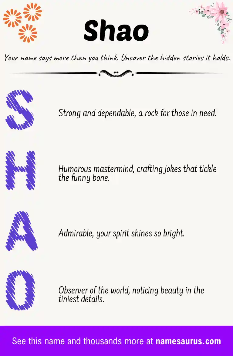 Acrostic poem about Shao.