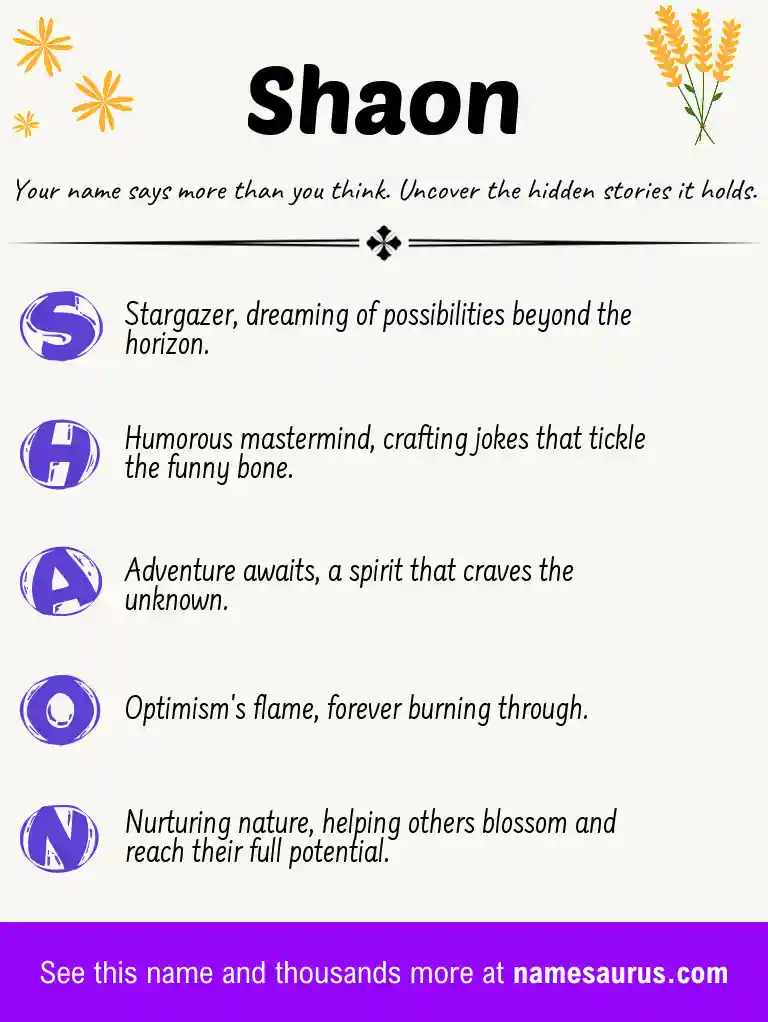 Acrostic poem about Shaon.