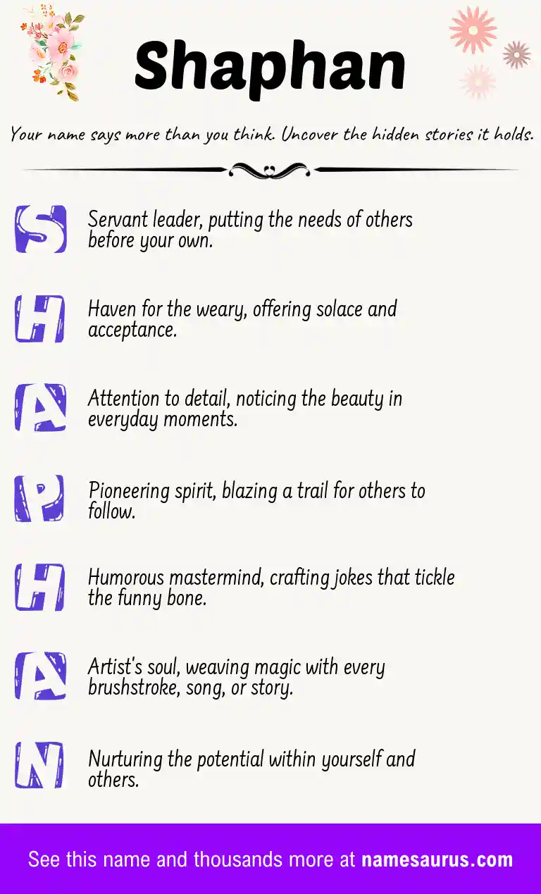 Acrostic poem about Shaphan.