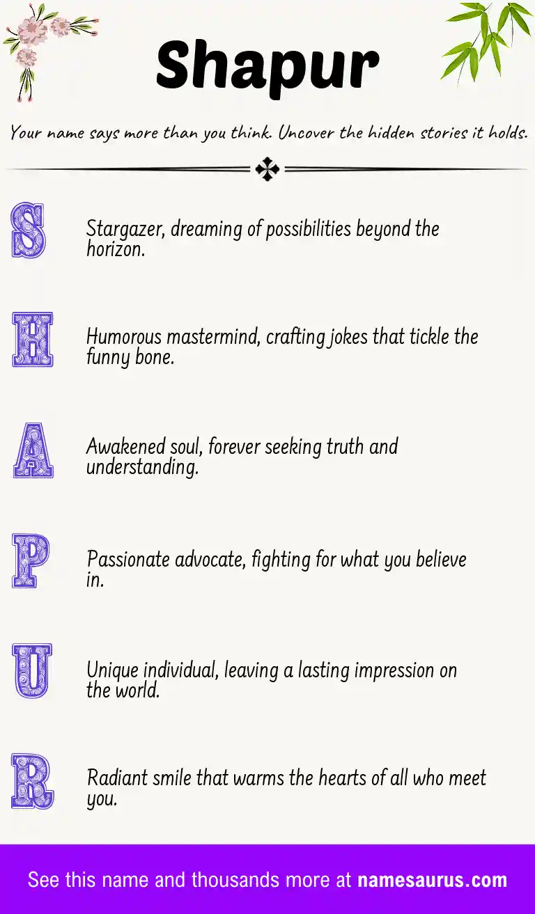 Acrostic poem about Shapur.