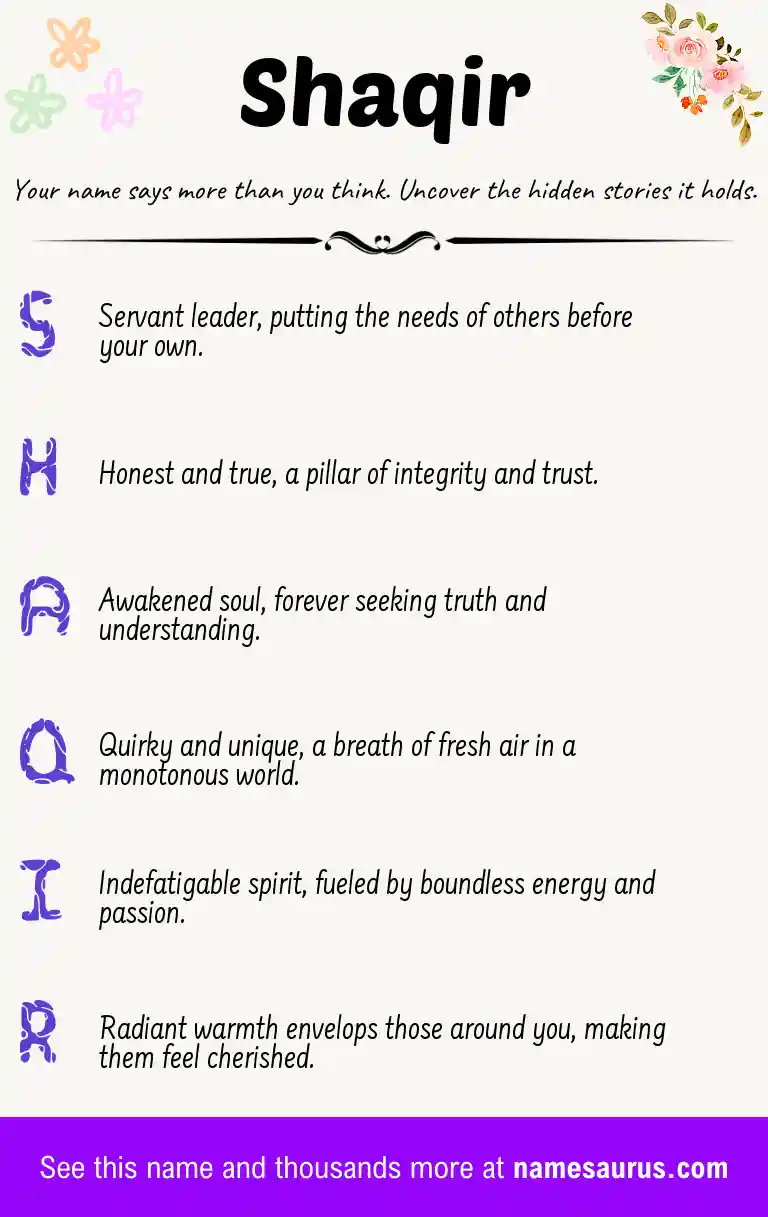 Acrostic poem about Shaqir.