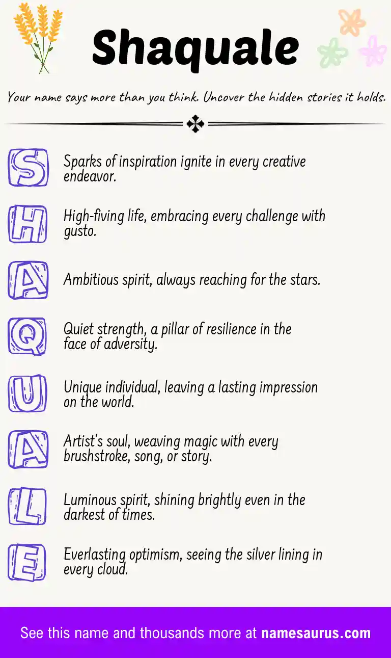 Acrostic poem about Shaquale.