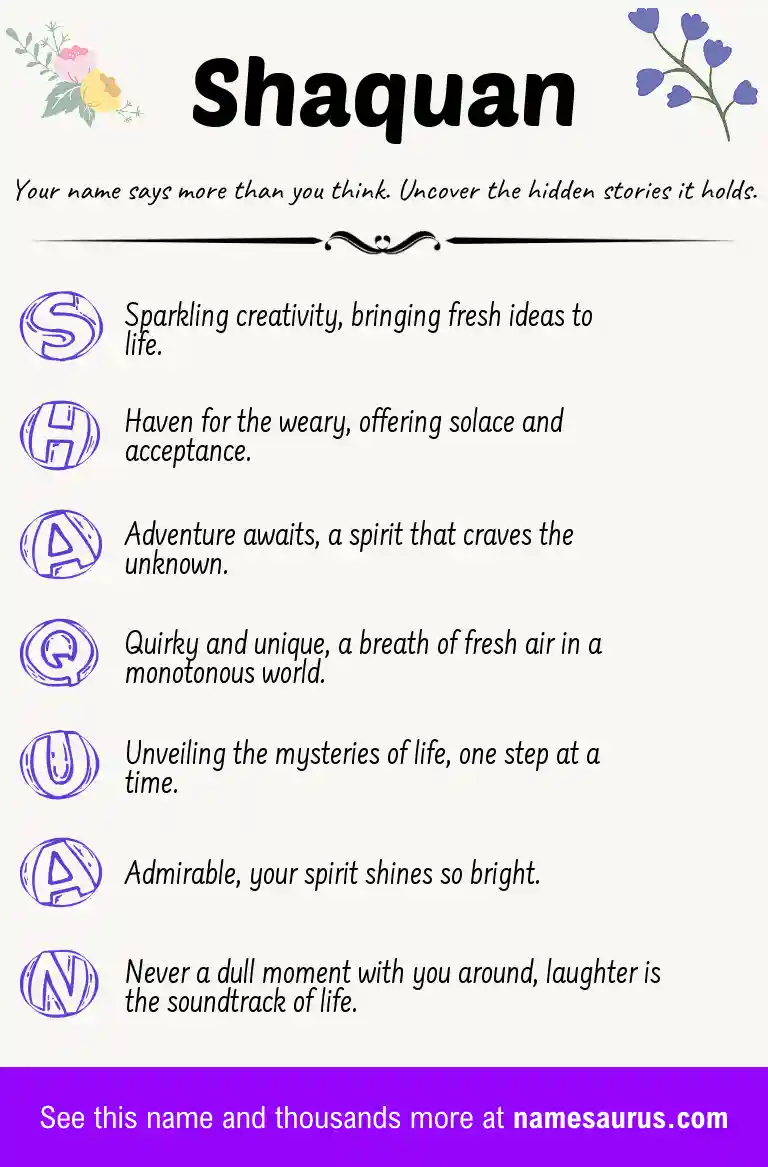 Acrostic poem about Shaquan.