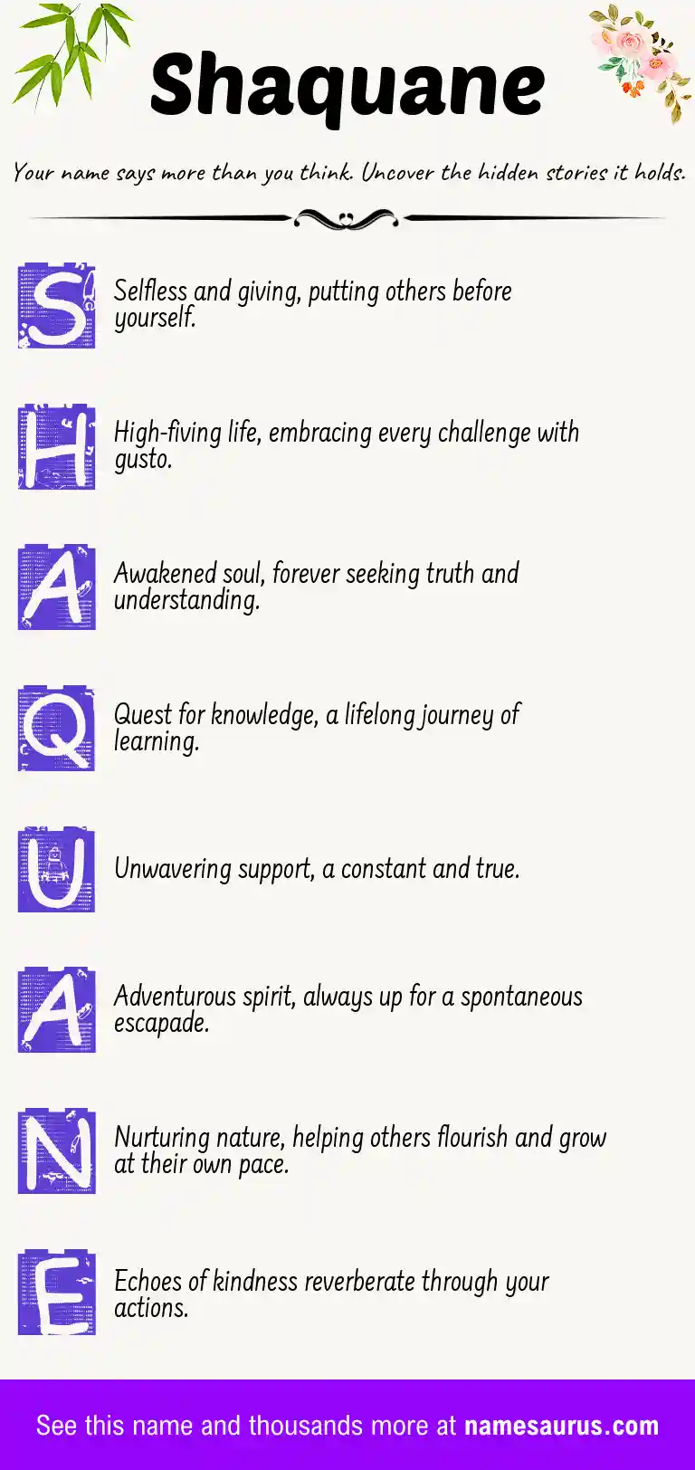 Acrostic poem about Shaquane.