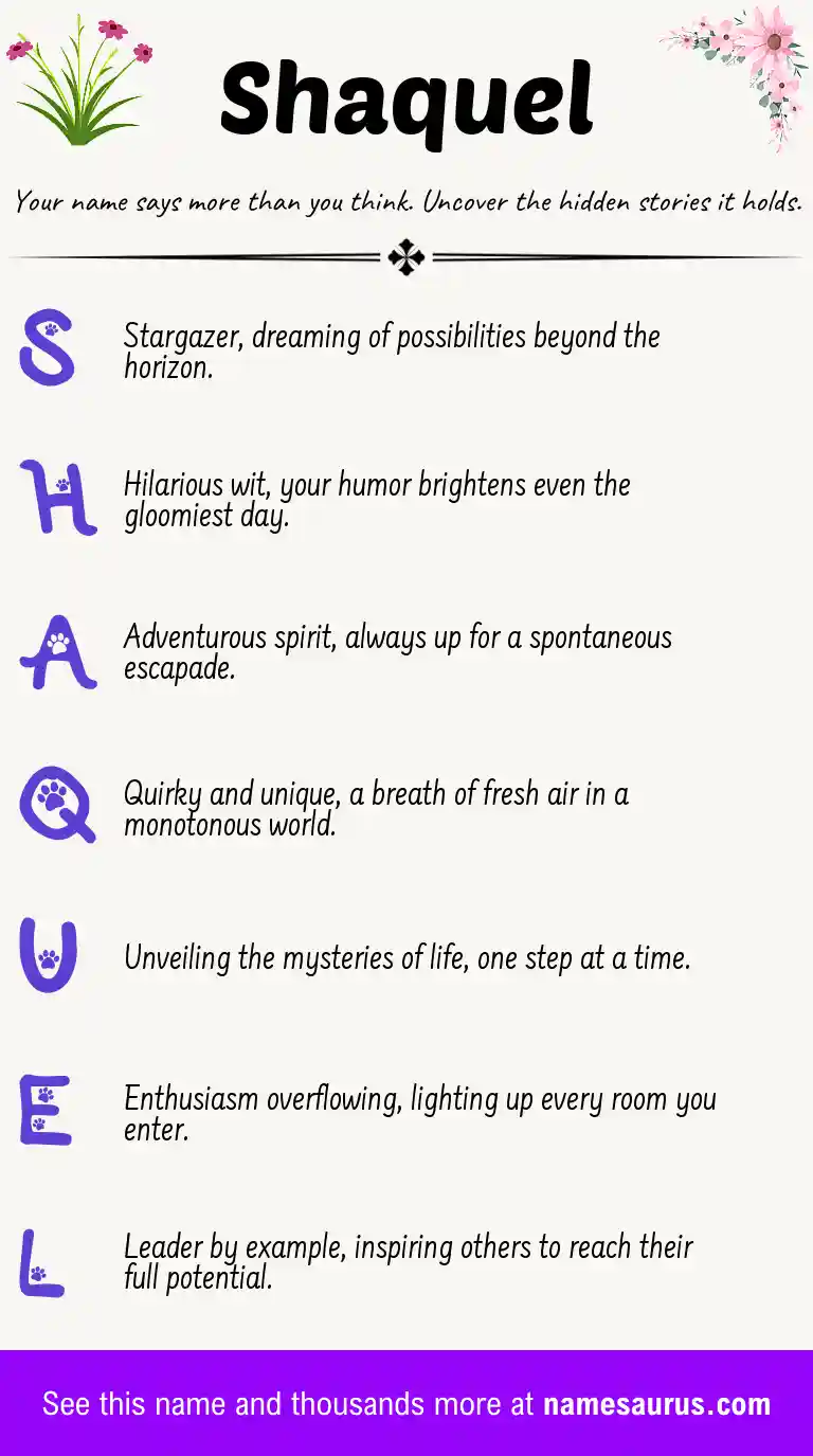 Acrostic poem about Shaquel.