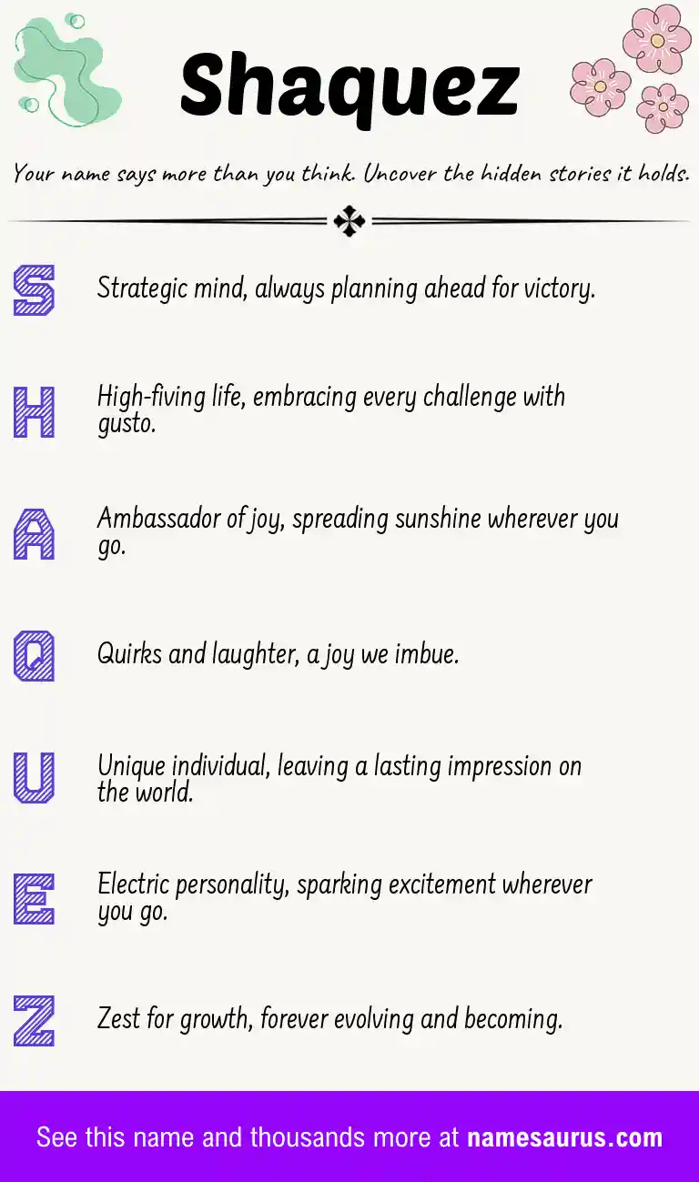 Acrostic poem about Shaquez.