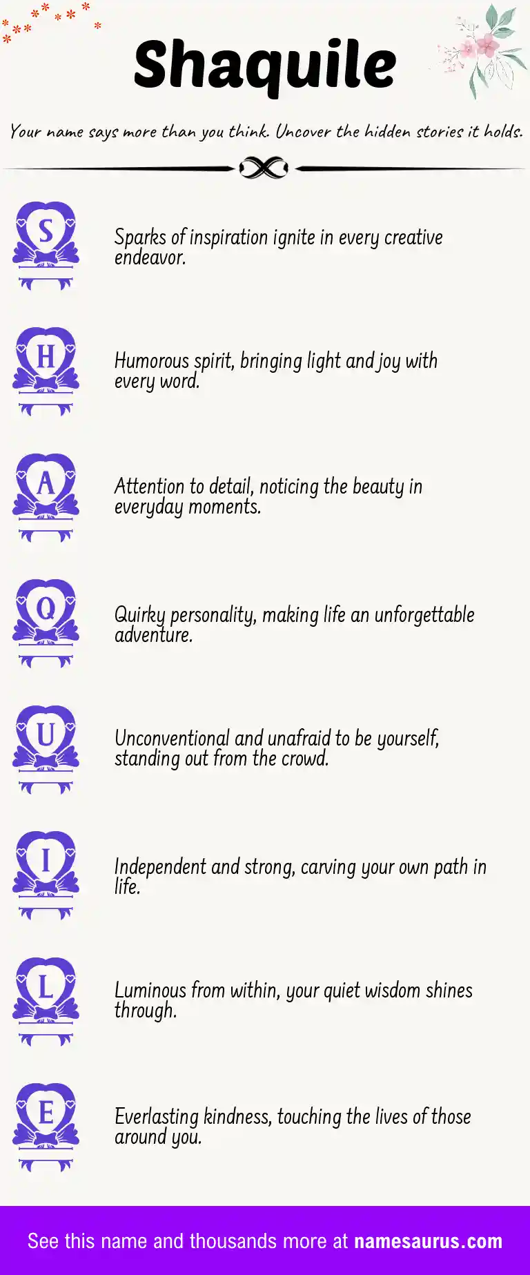 Acrostic poem about Shaquile.