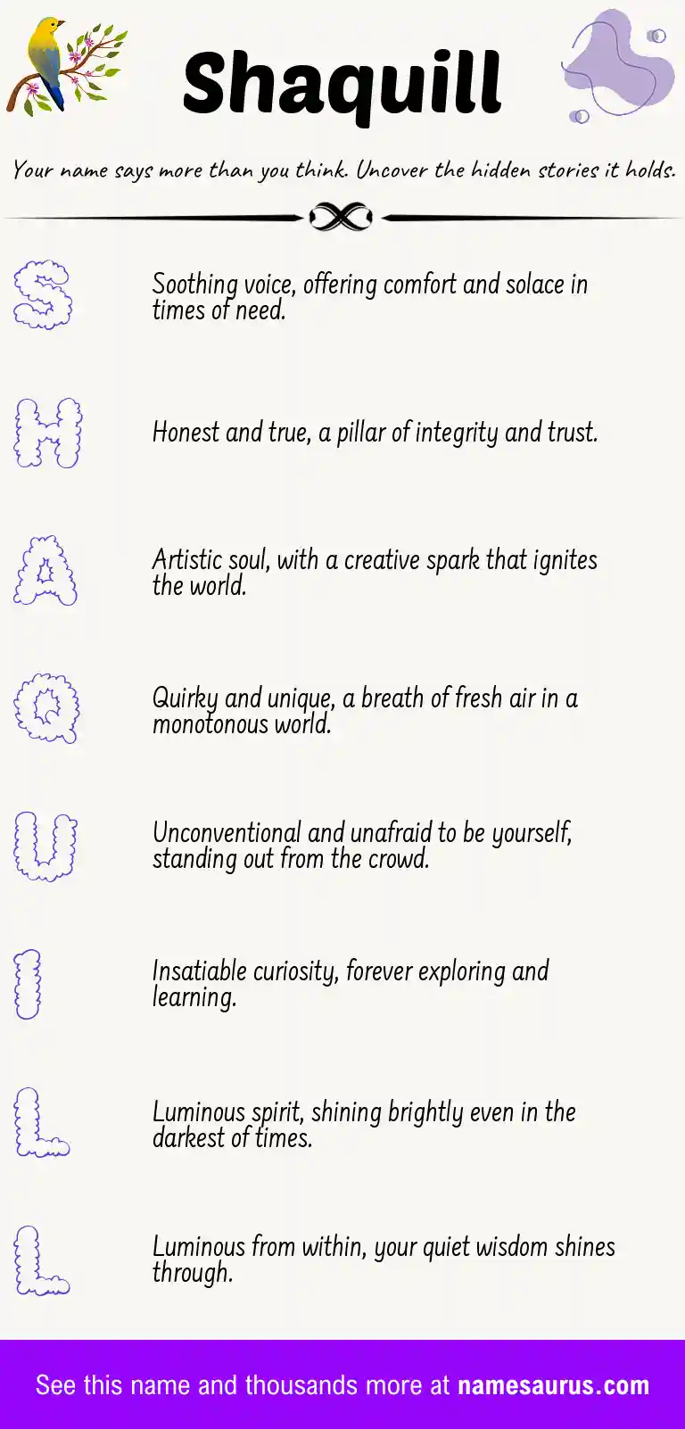 Acrostic poem about Shaquill.