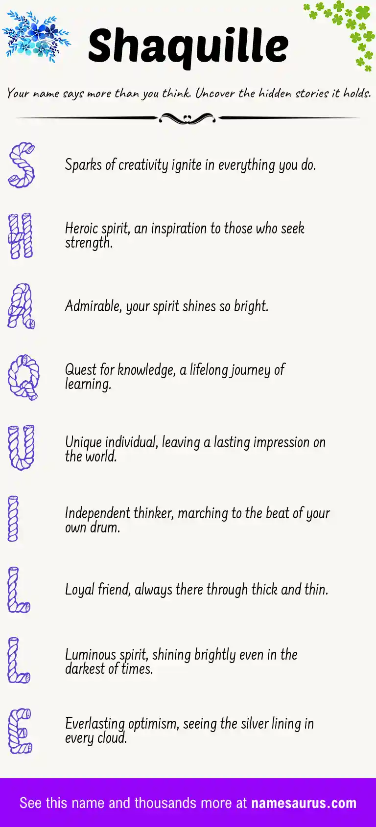 Acrostic poem about Shaquille.