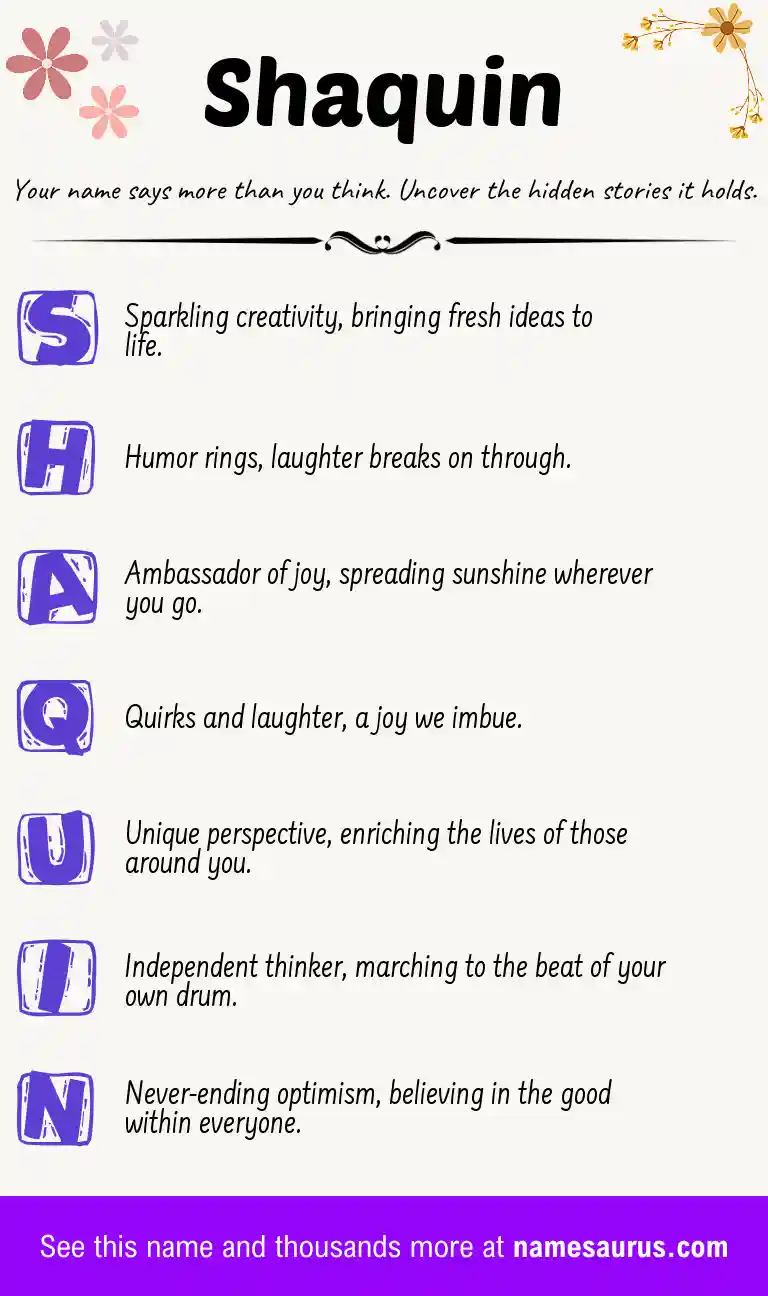 Acrostic poem about Shaquin.