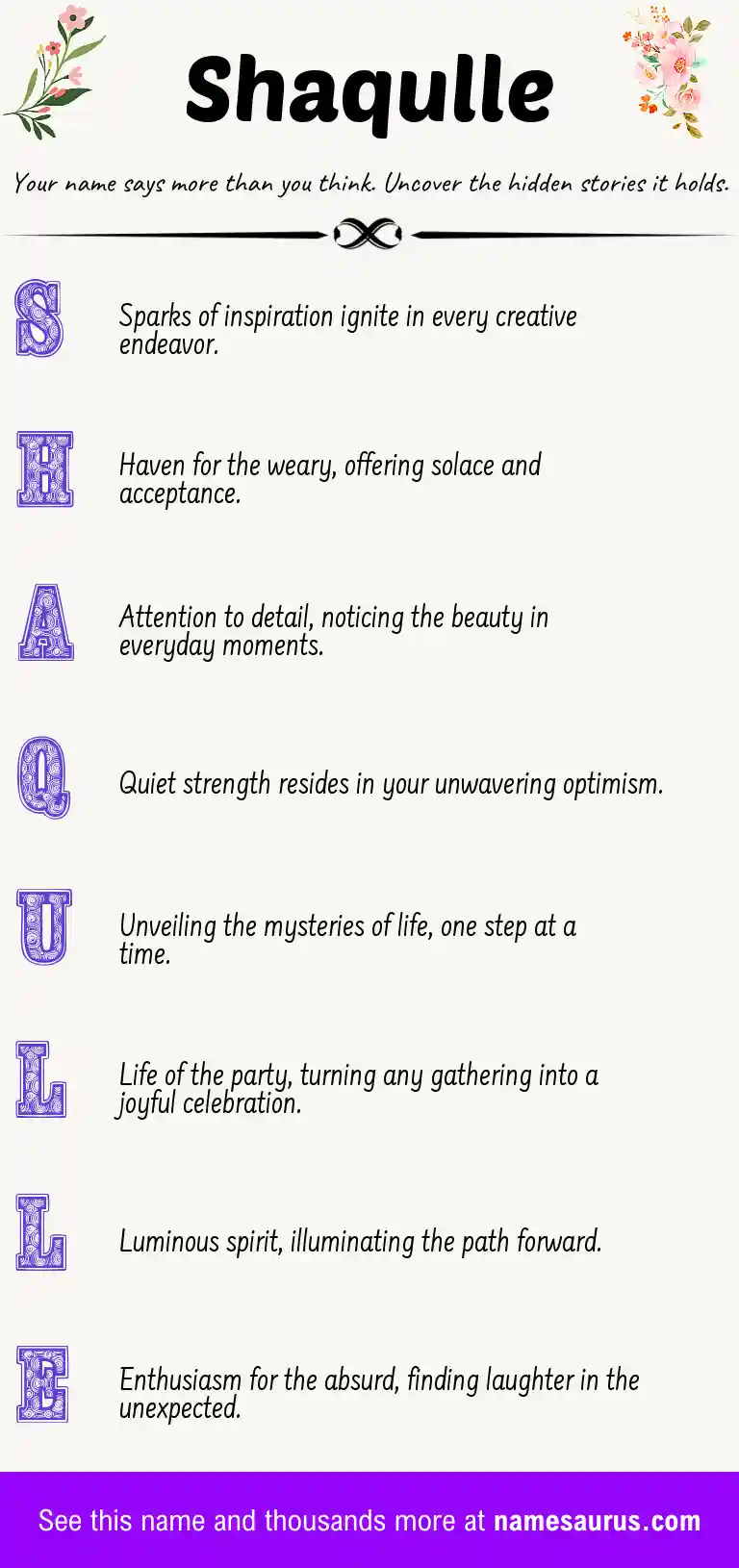Acrostic poem about Shaqulle.