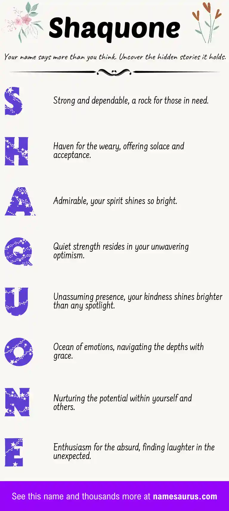 Acrostic poem about Shaquone.