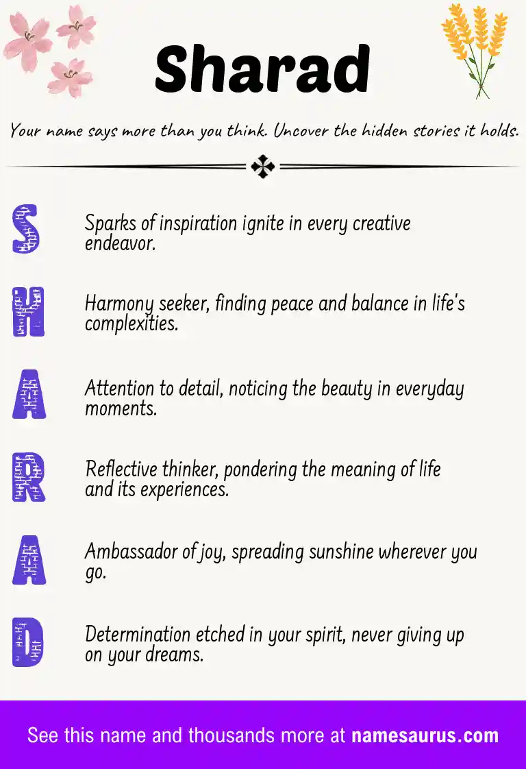 Acrostic poem about Sharad.