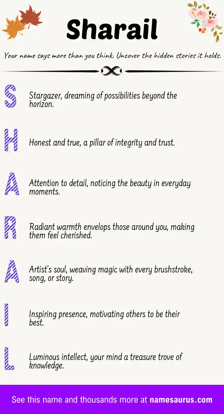 Acrostic poem about Sharail.