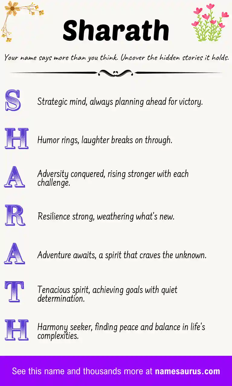 Acrostic poem about Sharath.