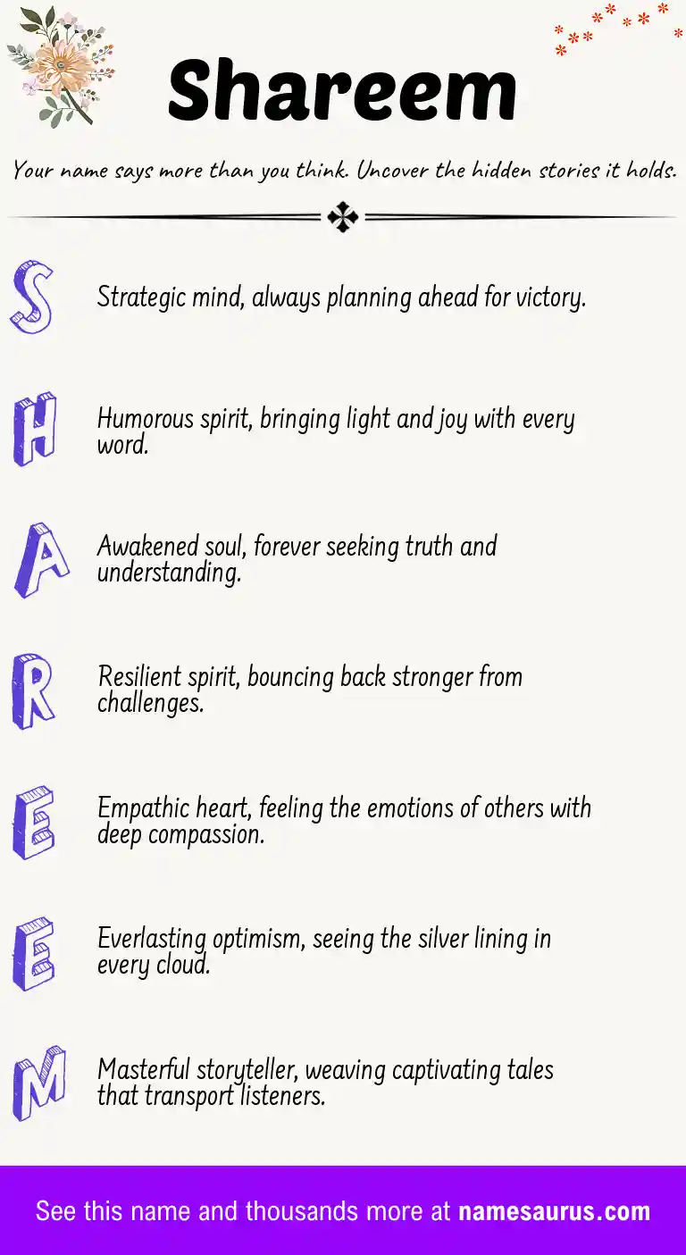 Acrostic poem about Shareem.