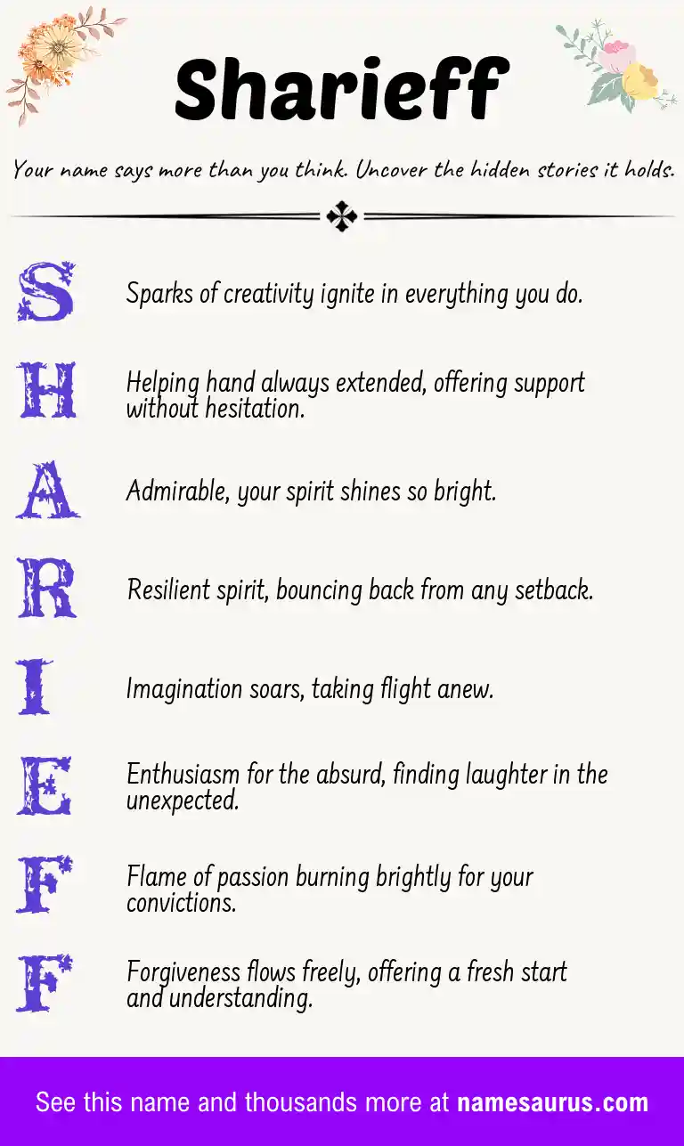 Acrostic poem about Sharieff.