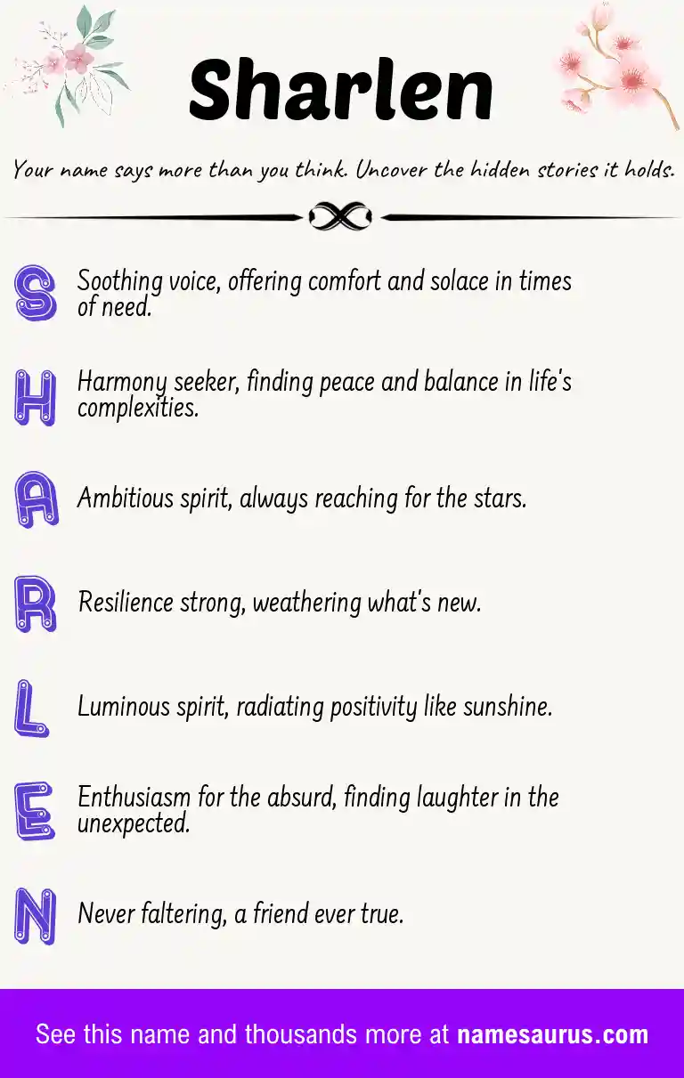 Acrostic poem about Sharlen.