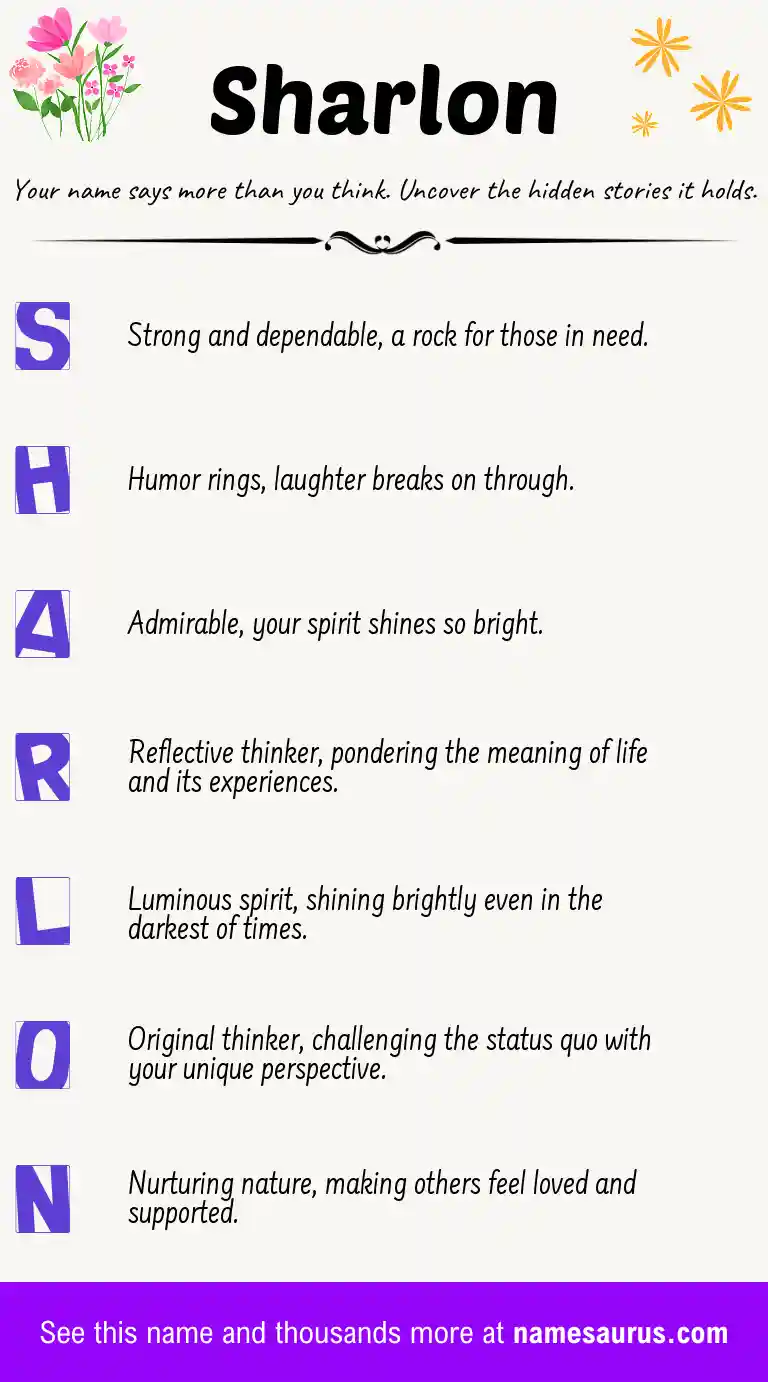 Acrostic poem about Sharlon.