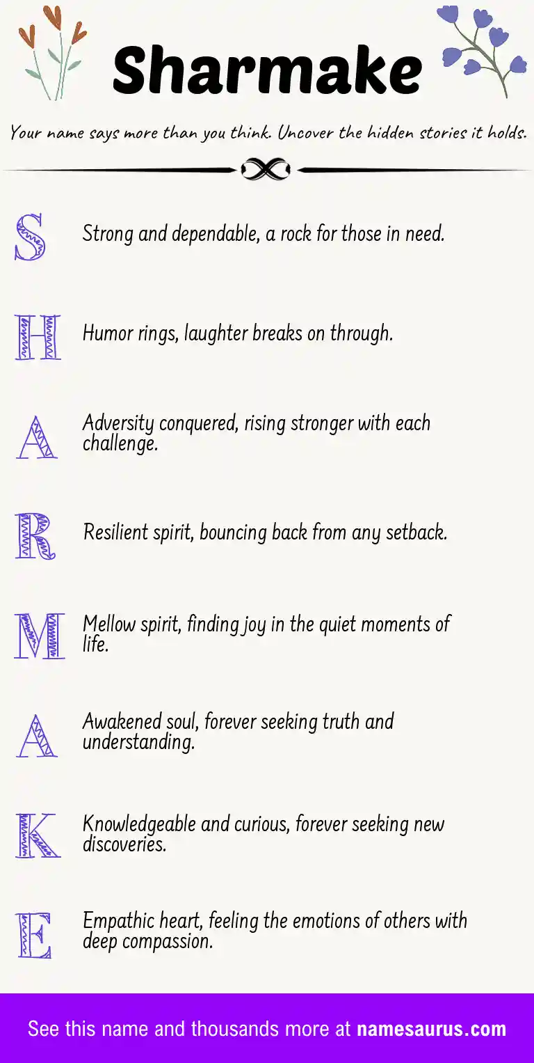 Acrostic poem about Sharmake.