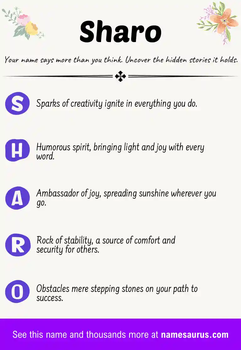 Acrostic poem about Sharo.
