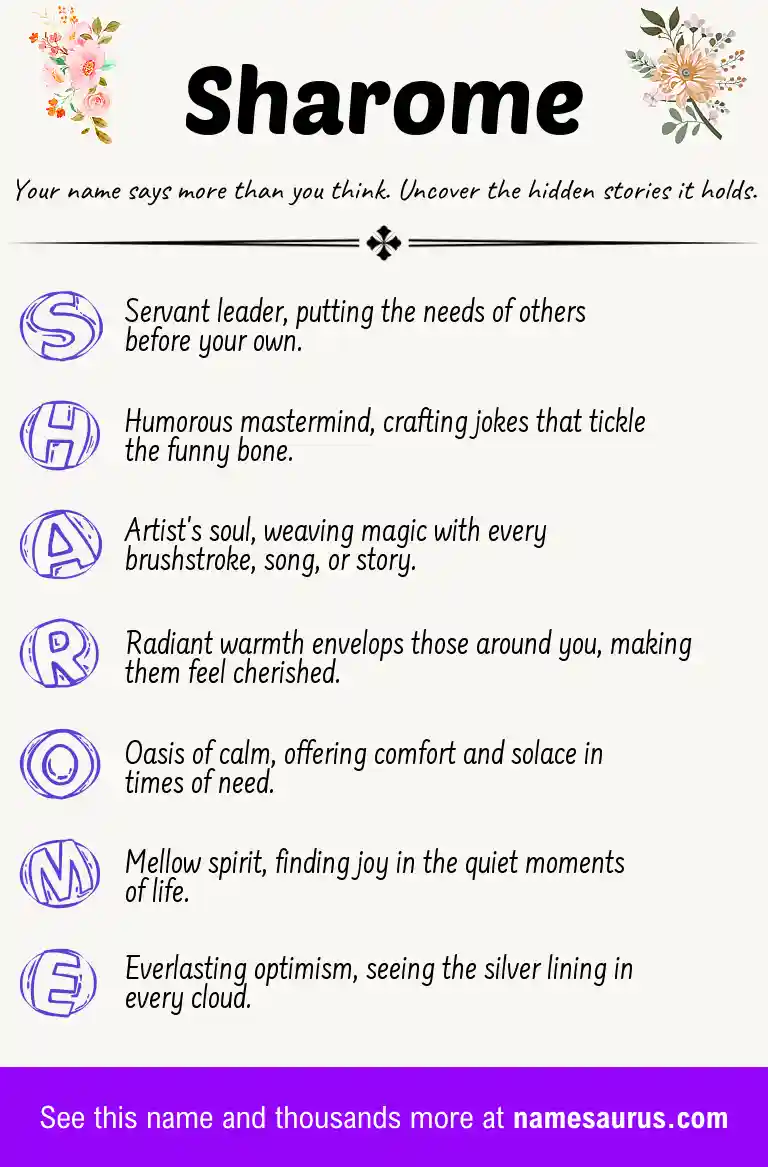 Acrostic poem about Sharome.