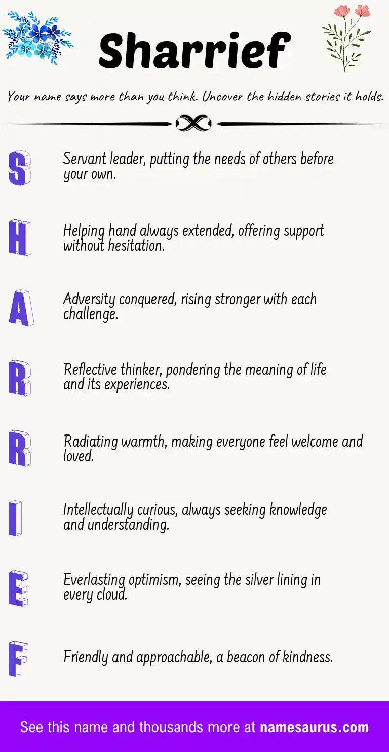 Acrostic poem about Sharrief.