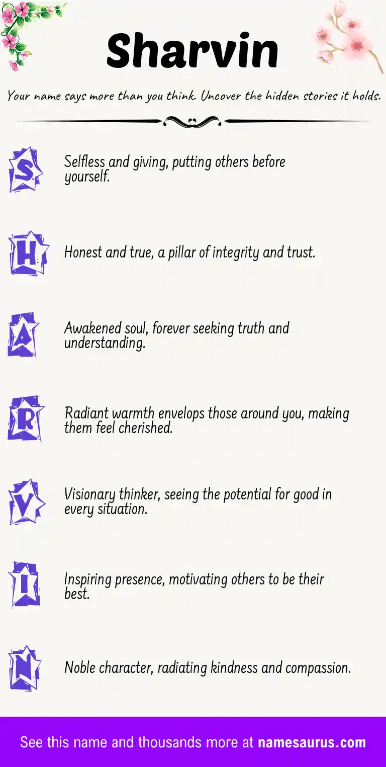 Acrostic poem about Sharvin.