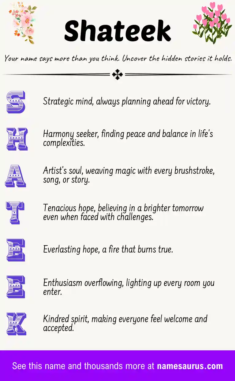 Acrostic poem about Shateek.