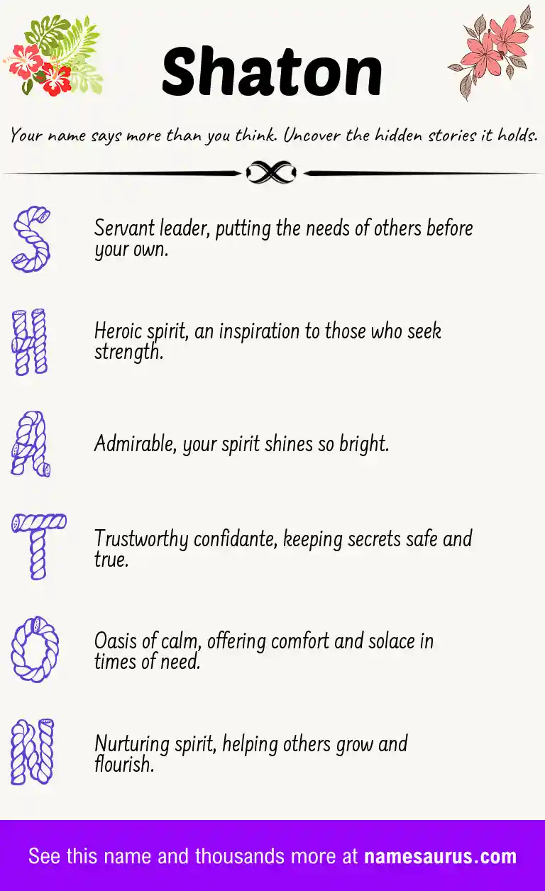 Acrostic poem about Shaton.