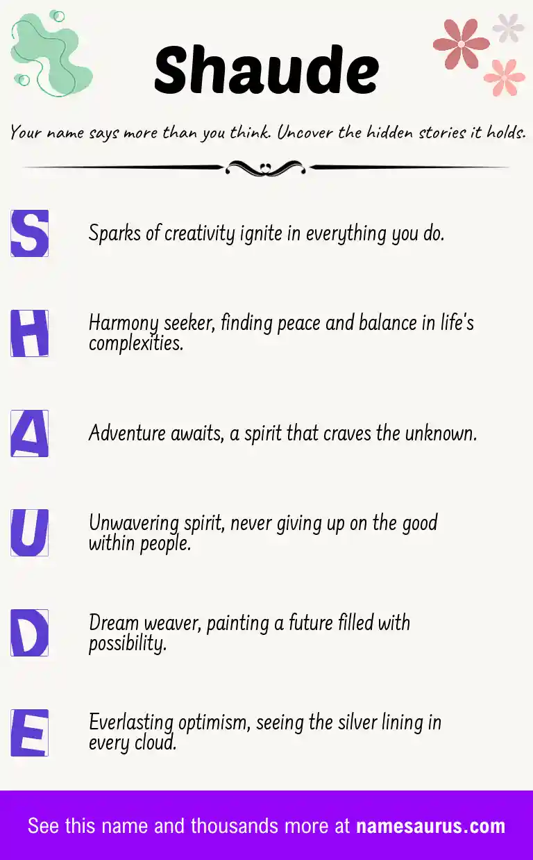 Acrostic poem about Shaude.