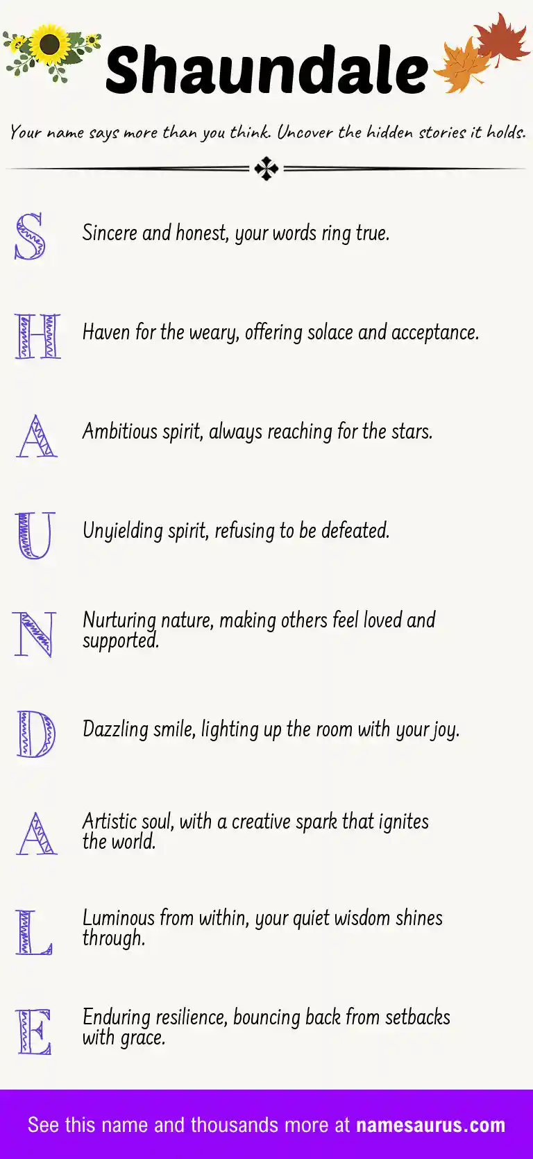 Acrostic poem about Shaundale.
