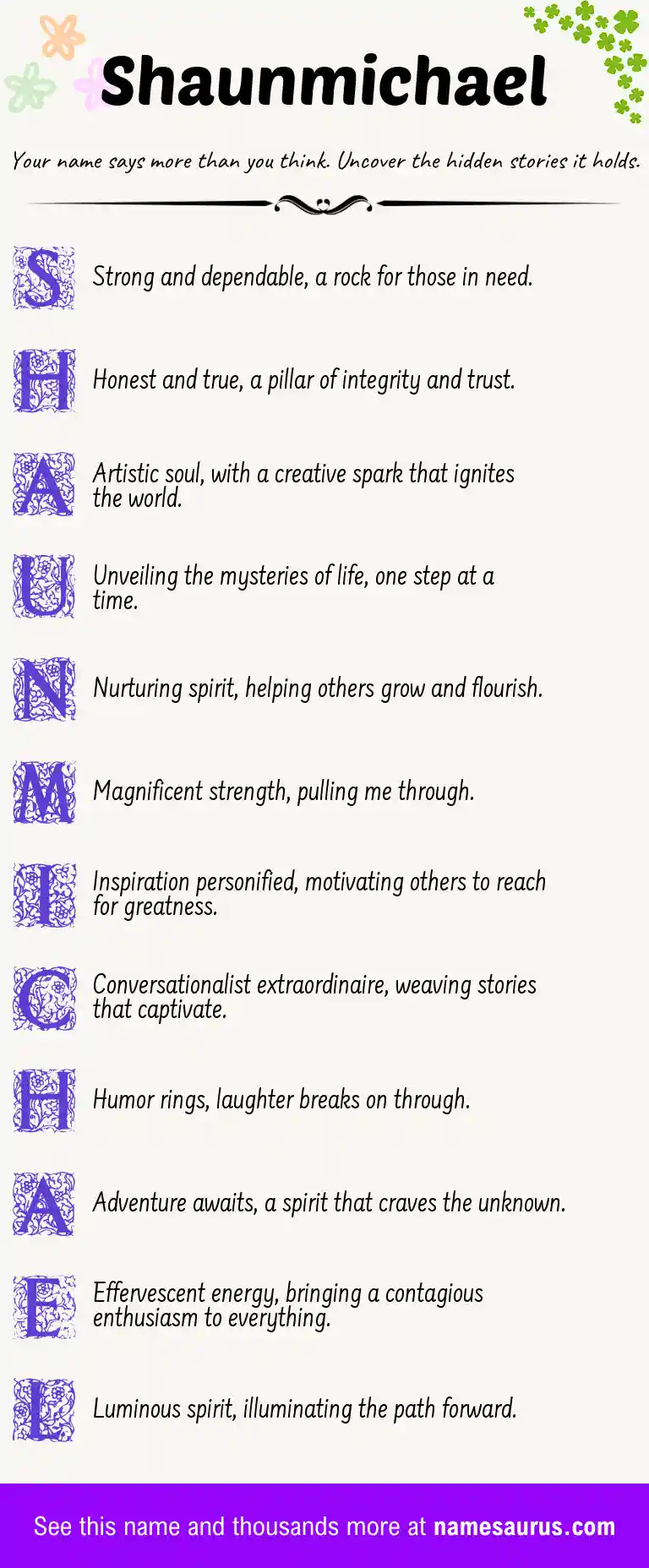 Acrostic poem about Shaunmichael.